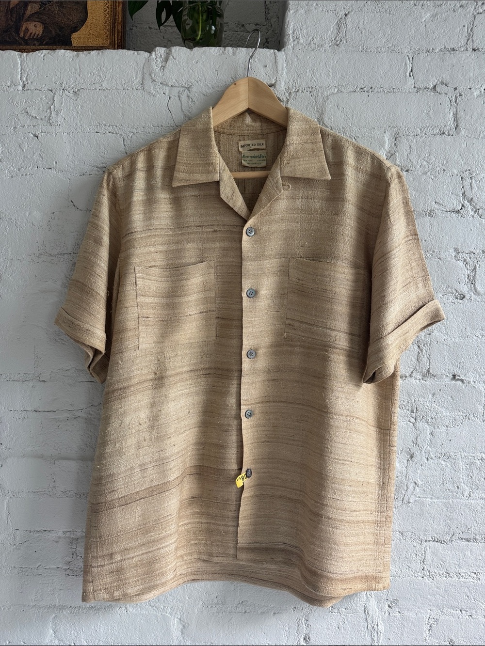 Vintage 100% Raw Silk Camp Collar Shirt from Abercrombie & Fitch, size M
